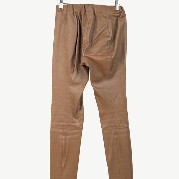 The Row Brown Leather Pull-On Skinny Pants - Picture 2 of 8